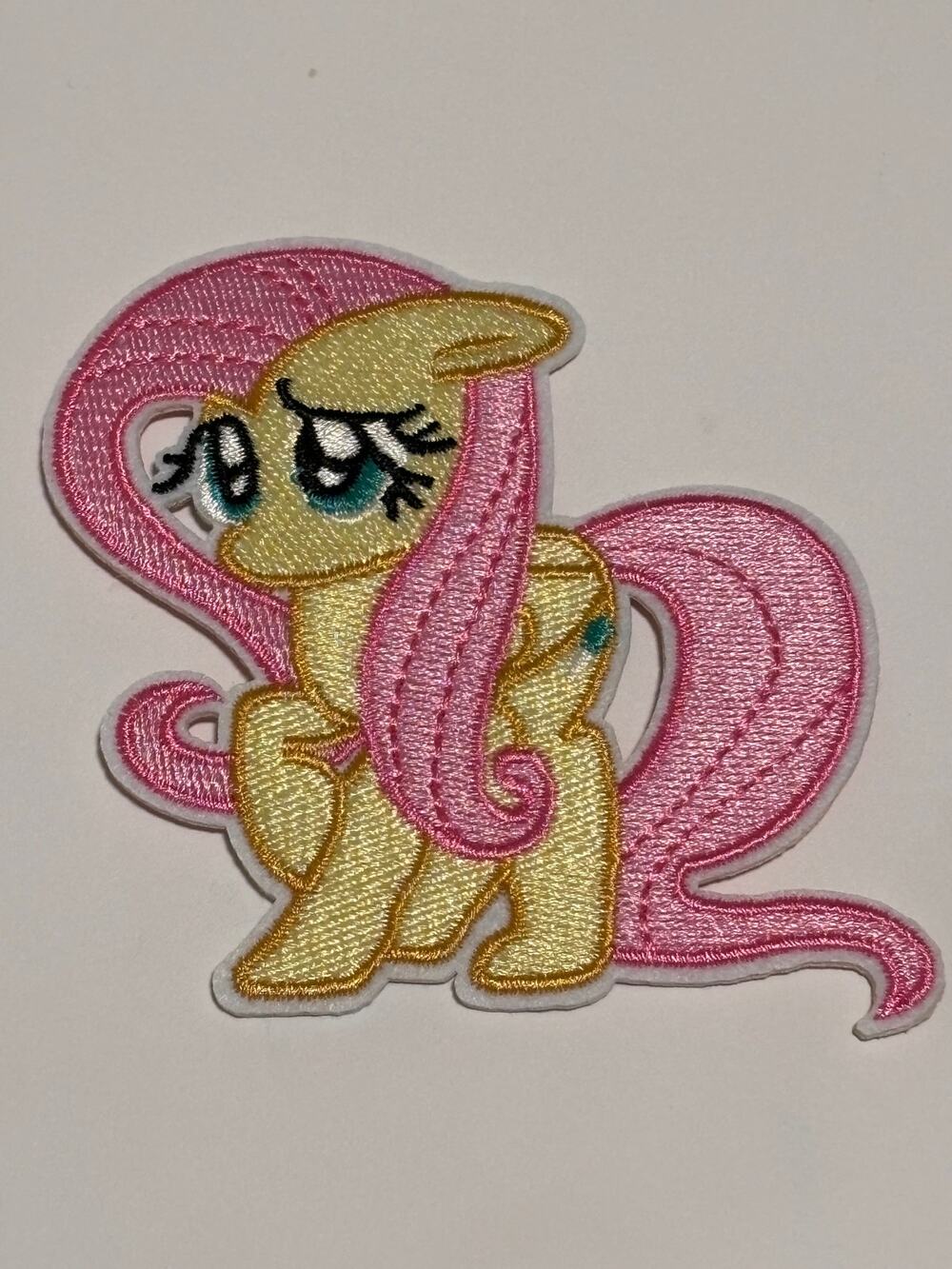 My Little Pony Fluttershy Iron On Die-Cut Embroidered Patch New 3.5” Pink